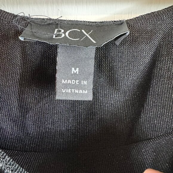 BCX Black Metallic Off-Shoulder Ruffle Long Sleeve Top – Size Medium - Picture 6 of 8